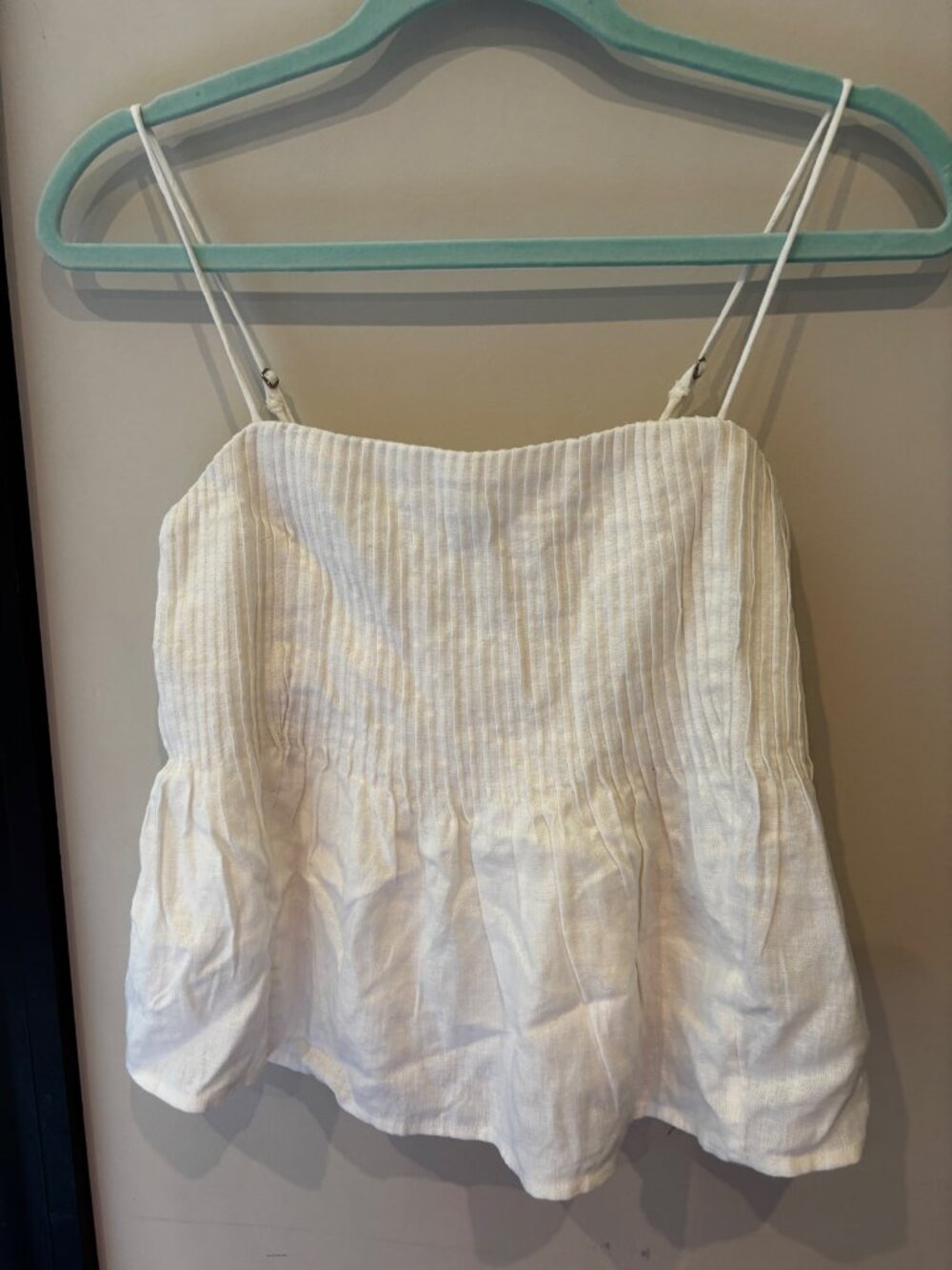 Abercrombie & Fitch White Smocked Peplum Cami Top, Size XXS